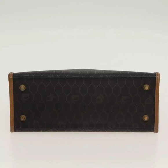 Christian Dior Honeycomb Canvas Hand Bag PVC Black Brown Authentic - Picture 11 of 16